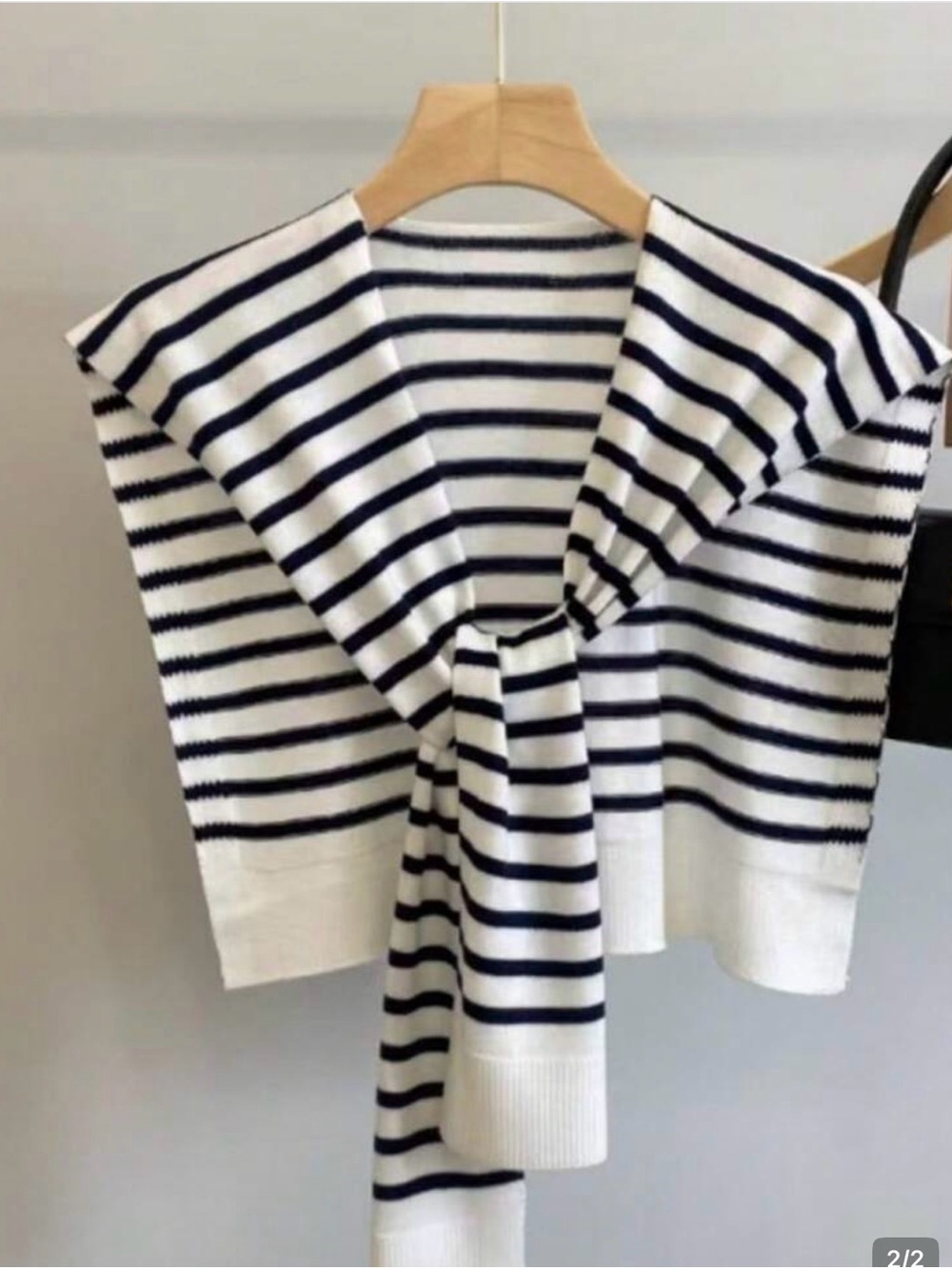 Striped Navy and White Knit Sweater - Women